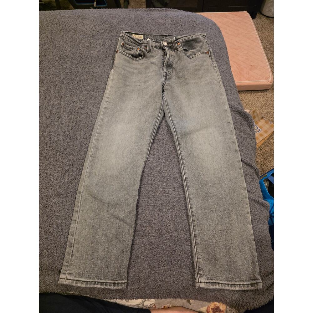 Levi's Premium 501 Original Fit Jeans Womens 26x26 Gray Black Wash Button Fly - Picture 2 of 16